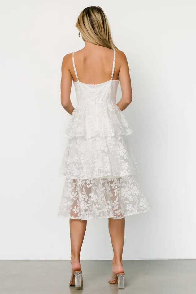 Giavanna Tiered Midi Dress Off White Women Baltic Born Tulle Styles Giavanna Tiered Midi Dress Off White Women Baltic Born Tulle Styles