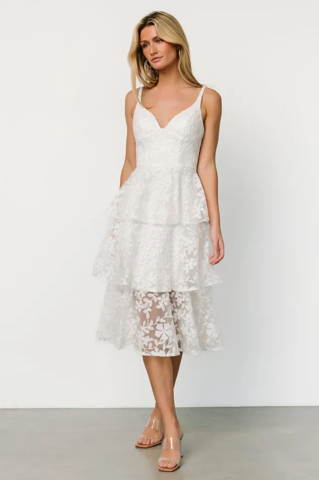 Giavanna Tiered Midi Dress Off White Women Baltic Born Tulle Styles Giavanna Tiered Midi Dress Off White Women Baltic Born Tulle Styles