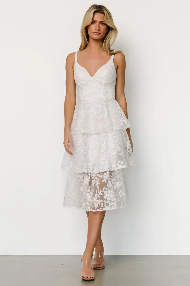 Giavanna Tiered Midi Dress Off White Women Baltic Born Tulle Styles Giavanna Tiered Midi Dress Off White Women Baltic Born Tulle Styles