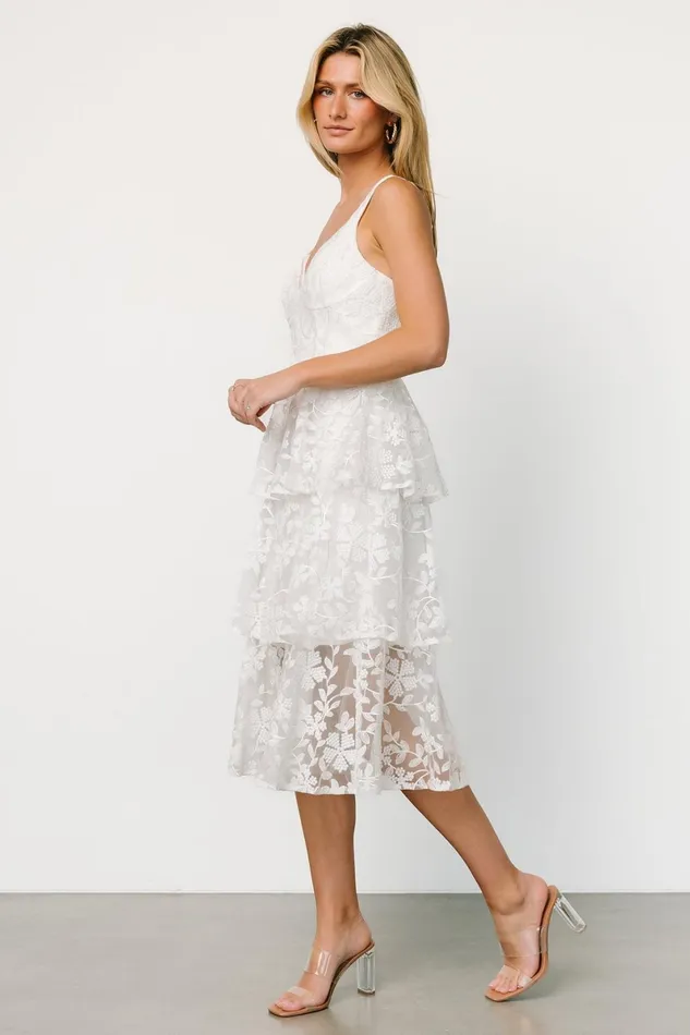 Giavanna Tiered Midi Dress Off White Women Baltic Born Tulle Styles Giavanna Tiered Midi Dress Off White Women Baltic Born Tulle Styles