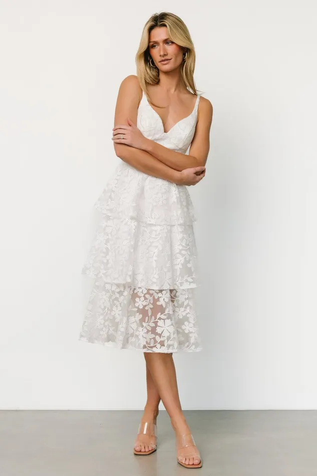 Giavanna Tiered Midi Dress Off White Women Baltic Born Tulle Styles Giavanna Tiered Midi Dress Off White Women Baltic Born Tulle Styles