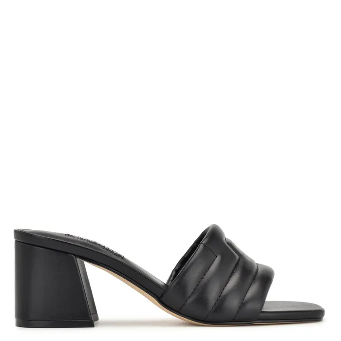 Glenra Heeled Slide Sandals Black Women Nine West Dress