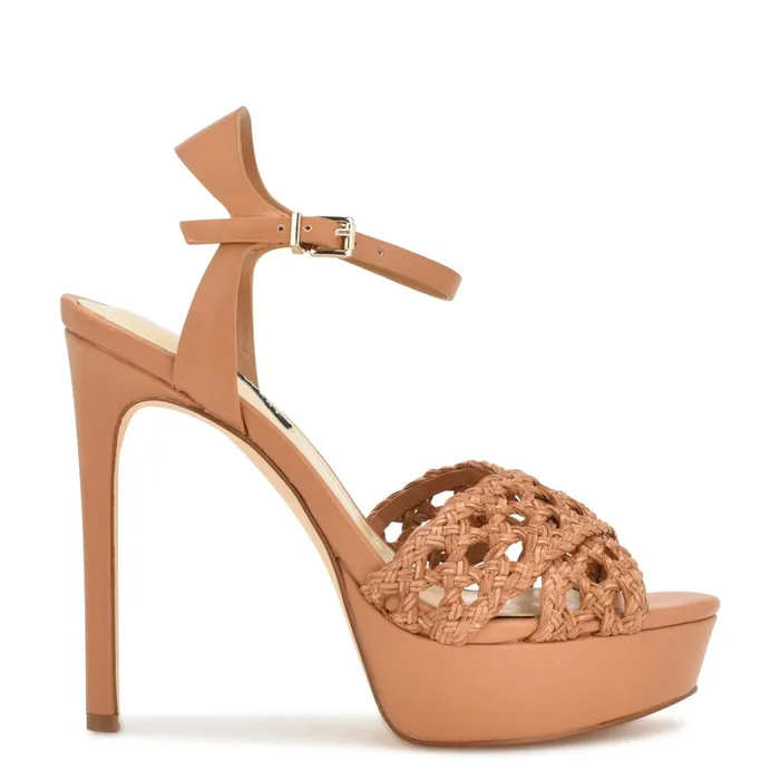 Grecia Platform Sandals Medium Natural Women Nine West Heeled