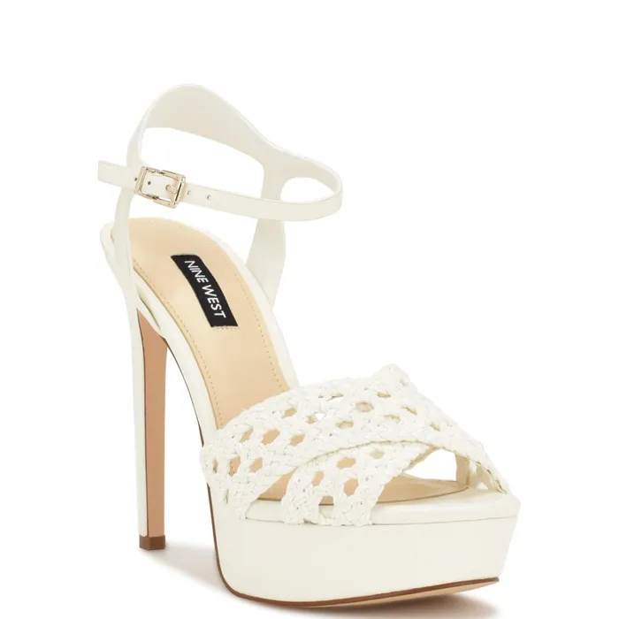 Grecia Platform Sandals White Women Nine West Platforms Grecia Platform Sandals White Women Nine West Platforms