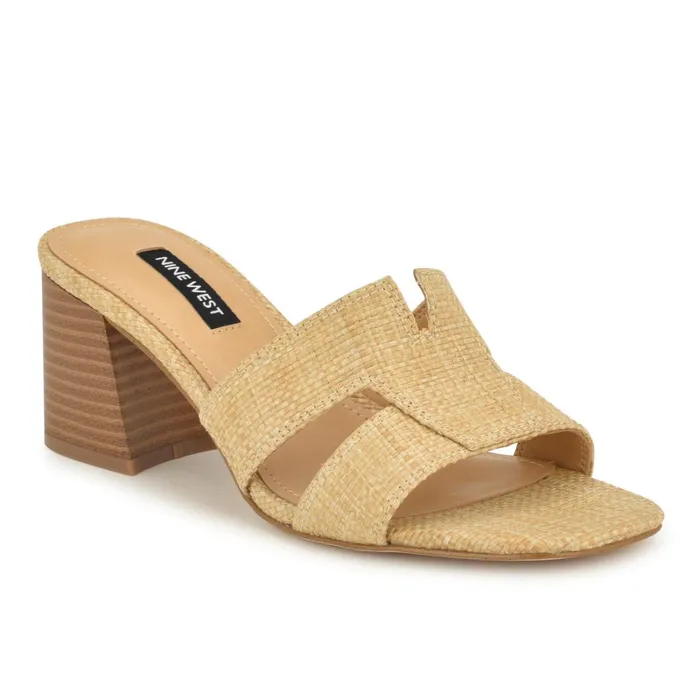 Griselda Block Heel Sandals Light Natural Raffia Women Nine West Sandals