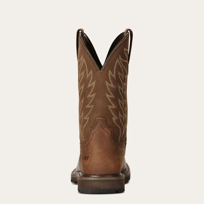 Groundbreaker Wide Square Toe Steel Toe Work Boot Brown Men Ariat Work Boots