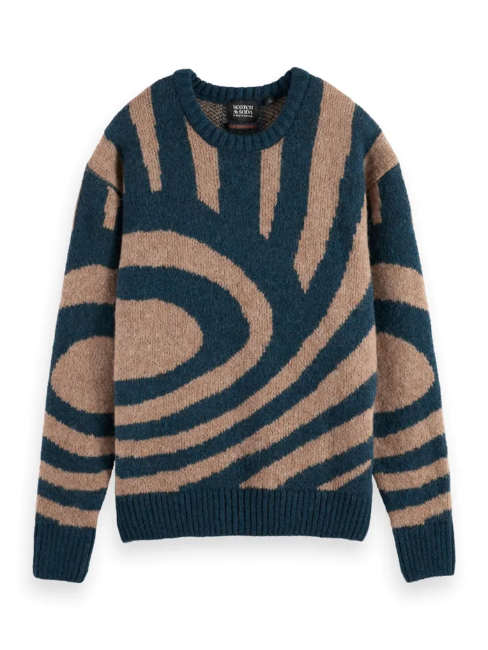 HAIRY BIG WAVES DROPPED SHOULDER SWEATER Night Logo Wave Men Scotch and Soda Knitwear HAIRY BIG WAVES DROPPED SHOULDER SWEATER Night Logo Wave Men Scotch and Soda Knitwear