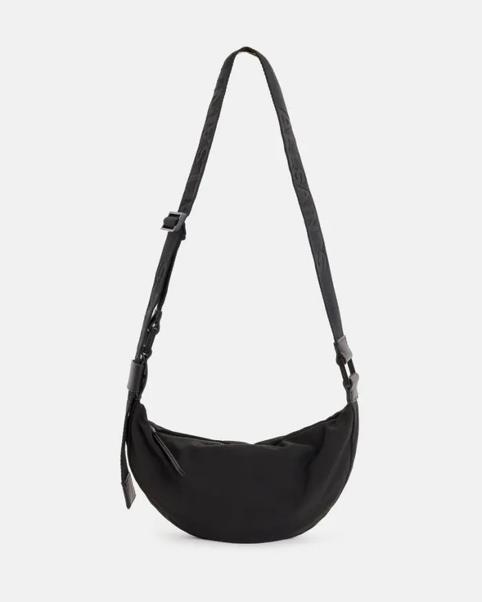 Half Moon Recycled Crossbody Bag Blackblack Women AllSaints Handbags and Wallets