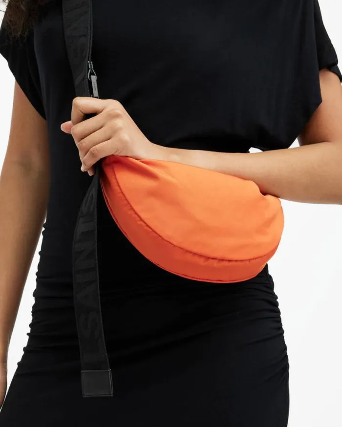 Half Moon Recycled Crossbody Bag Pyrole Orange Women AllSaints Accessories