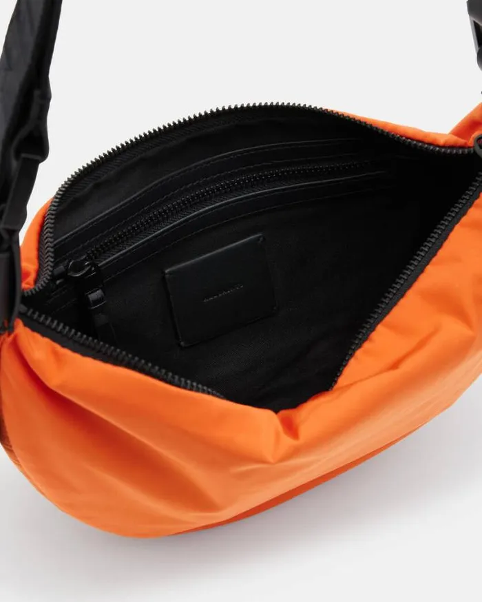 Half Moon Recycled Crossbody Bag Pyrole Orange Women AllSaints Accessories