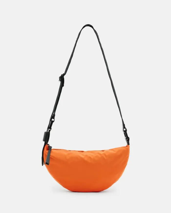Half Moon Recycled Crossbody Bag Pyrole Orange Women AllSaints Handbags and Wallets