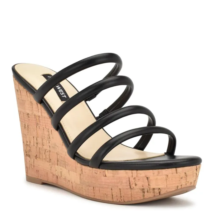 Haloway Espadrille Wedge Sandals Black Women Nine West Sandals