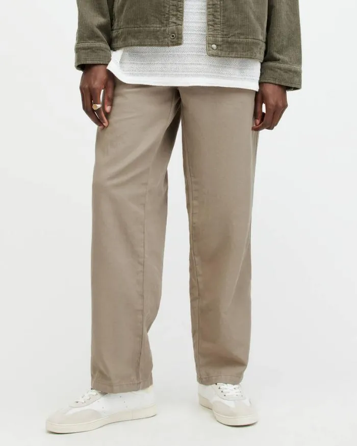Hanbury Linen Blend Relaxed Fit Pants Beige Men AllSaints Pants