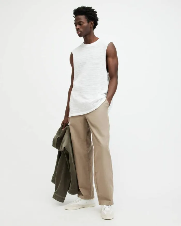 Hanbury Linen Blend Relaxed Fit Pants Beige Men AllSaints Pants