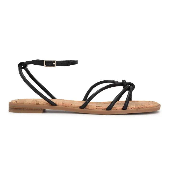 Hanklee Ankle Strap Flat Sandals Black Women Nine West Low Heel