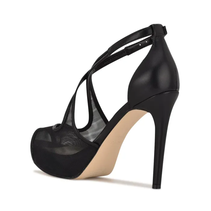 Hanya Peep Toe Platform Pumps Black Mesh Women Nine West Pumps Hanya Peep Toe Platform Pumps Black Mesh Women Nine West Pumps