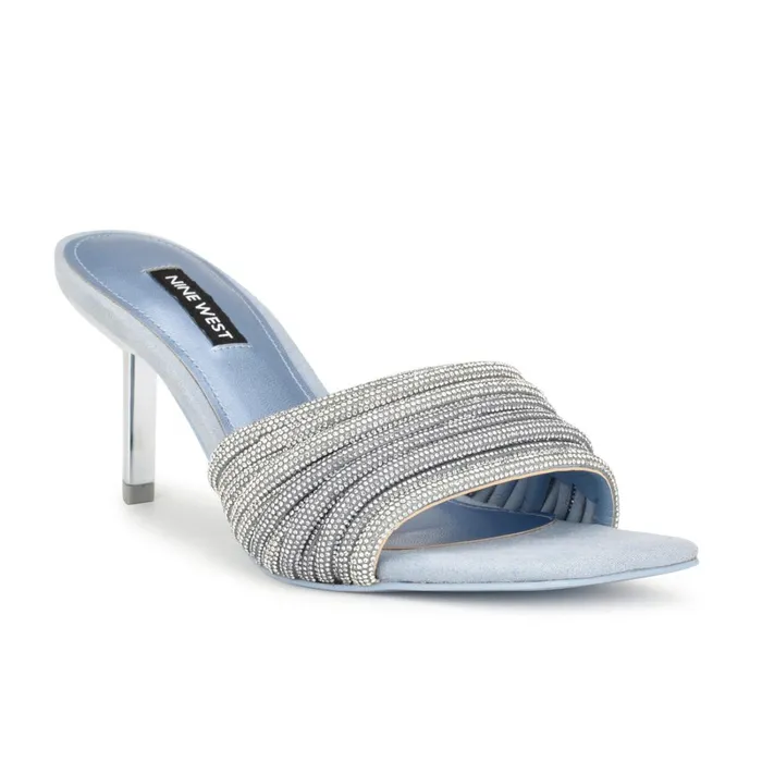 Harbor Heeled Slide Sandals Blue Women Nine West Sandals Harbor Heeled Slide Sandals Blue Women Nine West Sandals