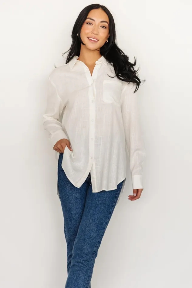 Harlan Linen Button Down Top Off White Women Baltic Born Blouses Shirts