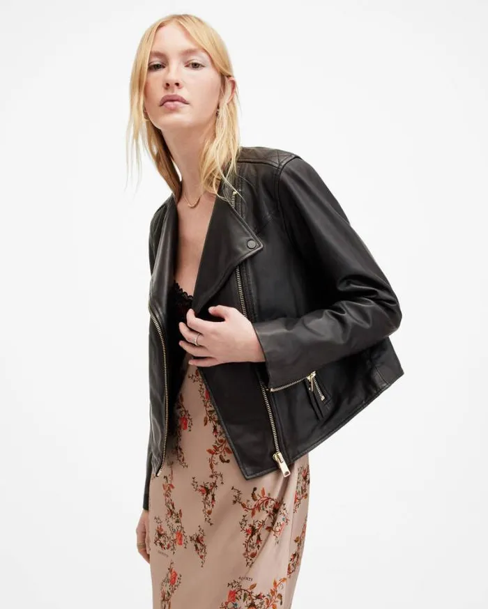 Harley Collarless Leather Biker Jacket Black Women AllSaints Jackets and Coats Harley Collarless Leather Biker Jacket Black Women AllSaints Jackets and Coats