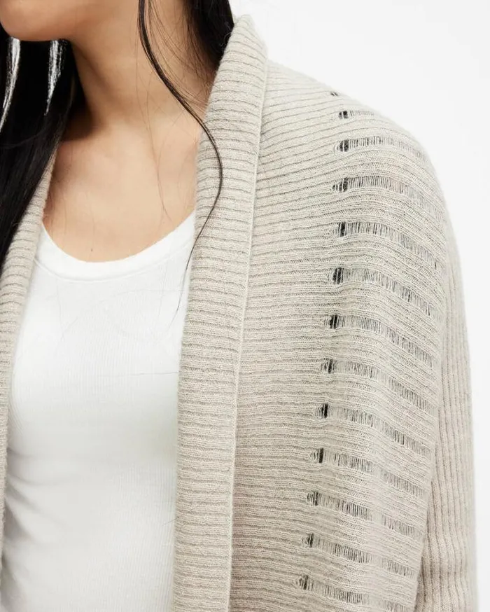 Harley Waterfall Open Front Cardigan Horizon Grey Women AllSaints Sweaters