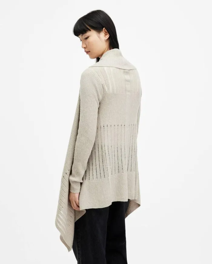 Harley Waterfall Open Front Cardigan Horizon Grey Women AllSaints Sweaters