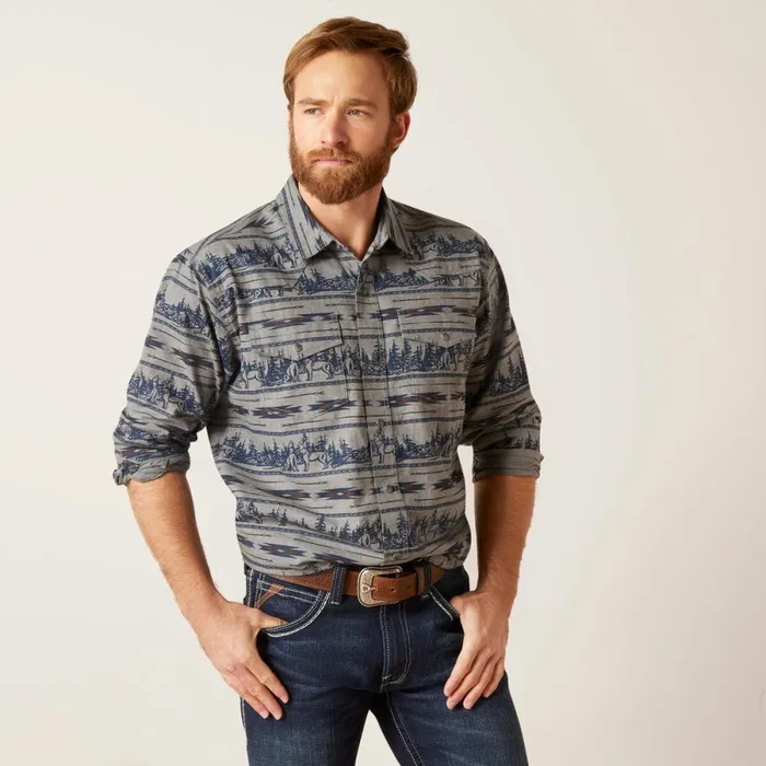 Harlow Retro Fit Shirt Indigo Coast Men Ariat Button Down Shirts