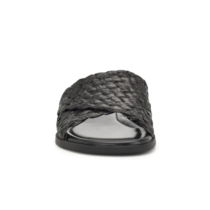 Havah Flat Slide Sandals Black Women Nine West Flats