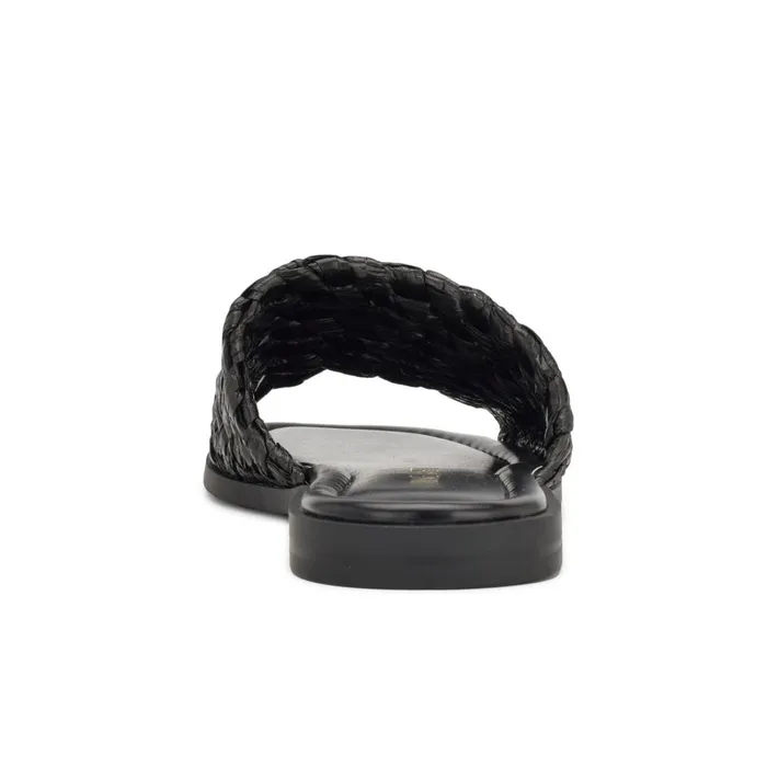 Havah Flat Slide Sandals Black Women Nine West Flats