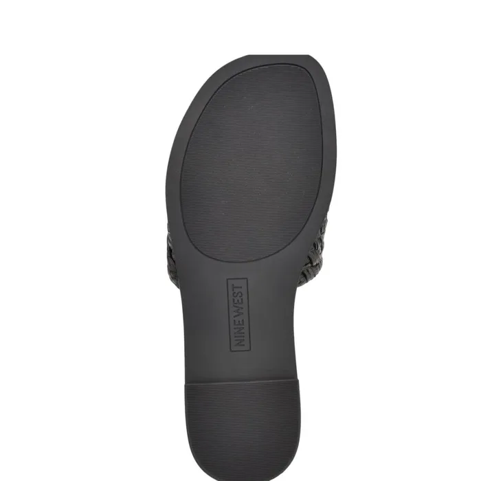 Havah Flat Slide Sandals Black Women Nine West Flats