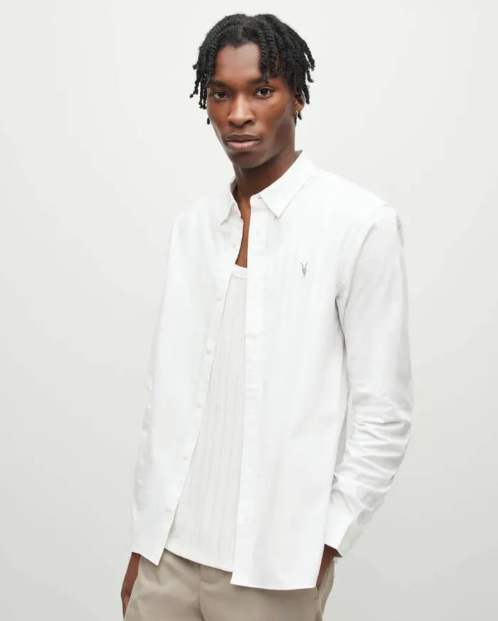 Hawthorne Ramskull Stretch Fit Shirt White Men AllSaints Shirts