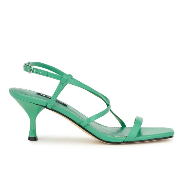 Haya Strappy Sandals Green Women Nine West Low Heel
