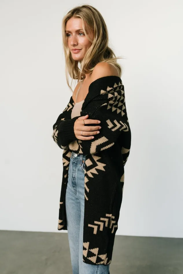 Hays Oversized Cardigan Black Tan Women Baltic Born Sweaters Hays Oversized Cardigan Black Tan Women Baltic Born Sweaters