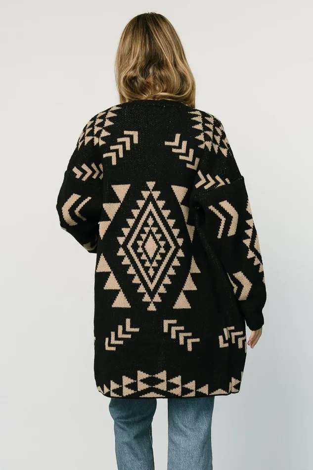 Hays Oversized Cardigan Black Tan Women Baltic Born Sweaters Hays Oversized Cardigan Black Tan Women Baltic Born Sweaters