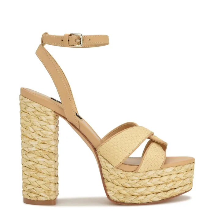 Hayya Woven Platform Sandals Natural Women Nine West Platforms