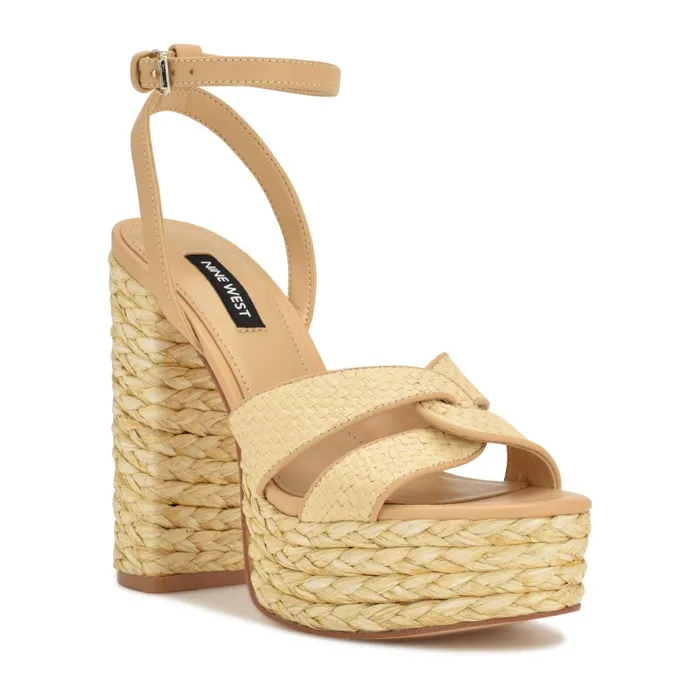 Hayya Woven Platform Sandals Natural Women Nine West Platforms Hayya Woven Platform Sandals Natural Women Nine West Platforms