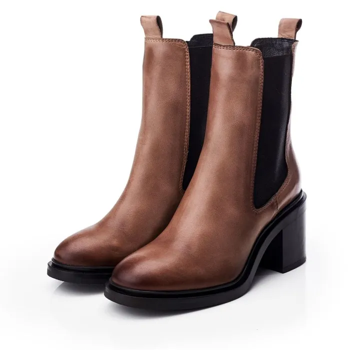 Heeled And Wedge Boots Women Moda In Pelle Blissie Taupe Leather