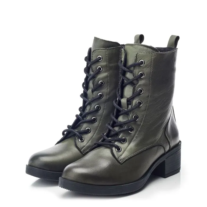 Heeled And Wedge Boots Women Moda In Pelle Calia Green Leather