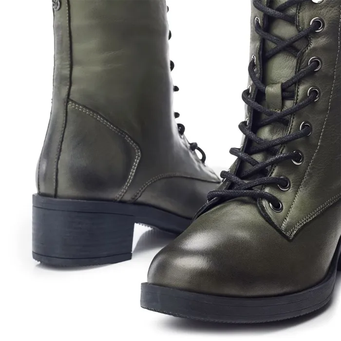 Heeled And Wedge Boots Women Moda In Pelle Calia Green Leather