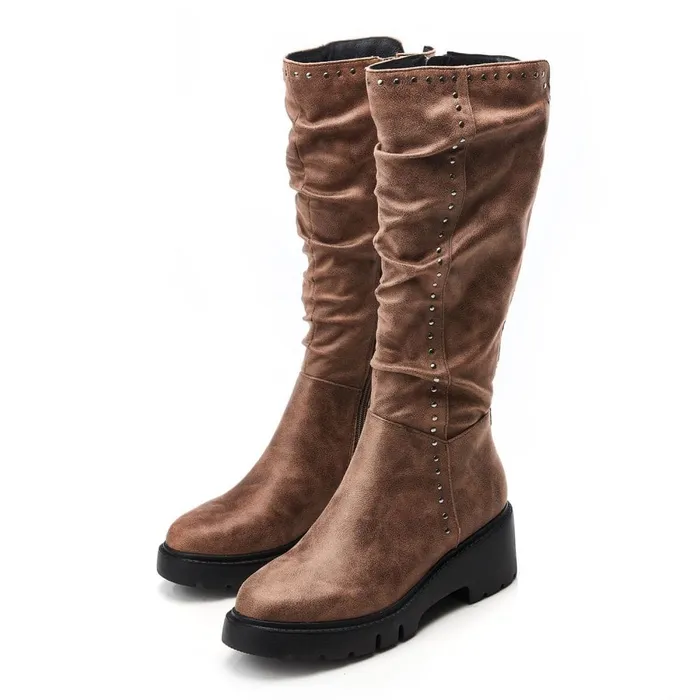 Heeled And Wedge Boots Women Moda In Pelle Halsey Khaki Protauras