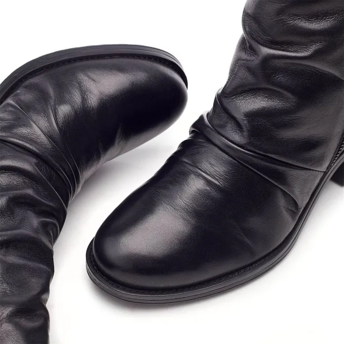 Heeled And Wedge Boots Women Moda In Pelle Onika Black Leather
