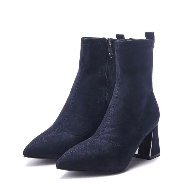 Heeled And Wedge Boots Women Moda In Pelle Pasco Navy Alcantara