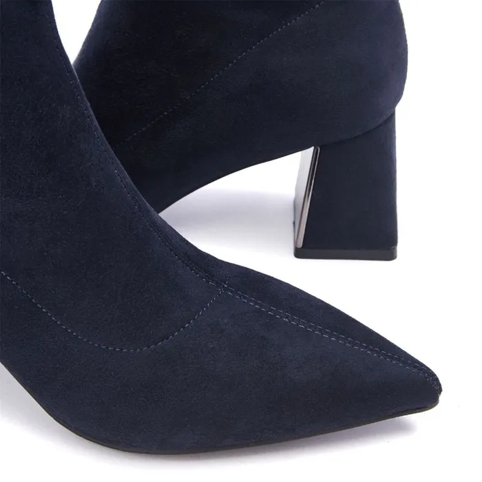 Heeled And Wedge Boots Women Moda In Pelle Pasco Navy Alcantara