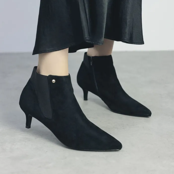 Heeled And Wedge Boots Women Moda In Pelle Qute Black Suede