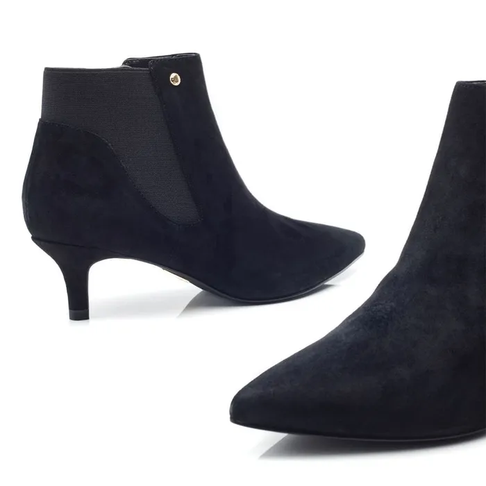 Heeled And Wedge Boots Women Moda In Pelle Qute Black Suede