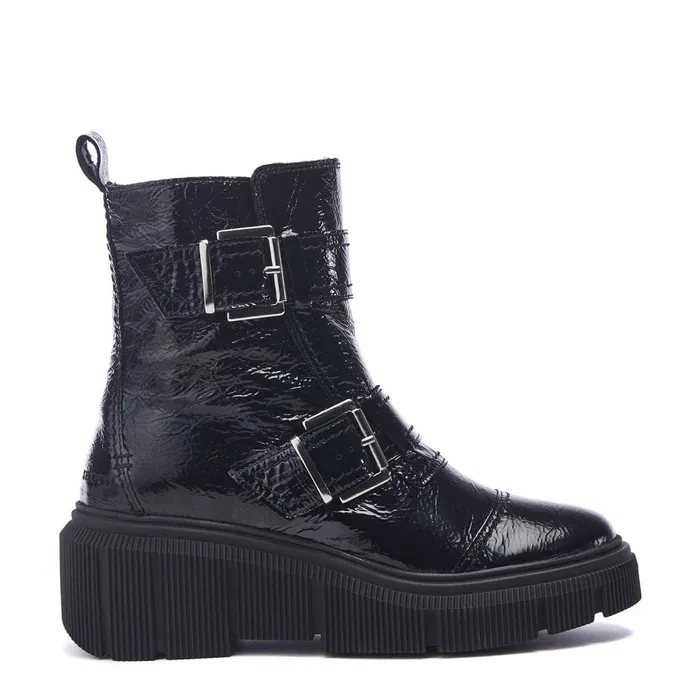 Heeled And Wedge Boots Women Moda In Pelle Shoon Sh Osborne Black Patent Leather