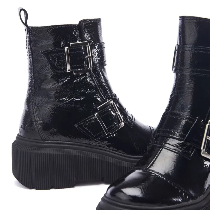Heeled And Wedge Boots Women Moda In Pelle Shoon Sh Osborne Black Patent Leather