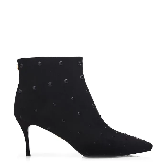 Heeled And Wedge Boots Women Moda In Pelle Wenoa Jet Black Alcantara