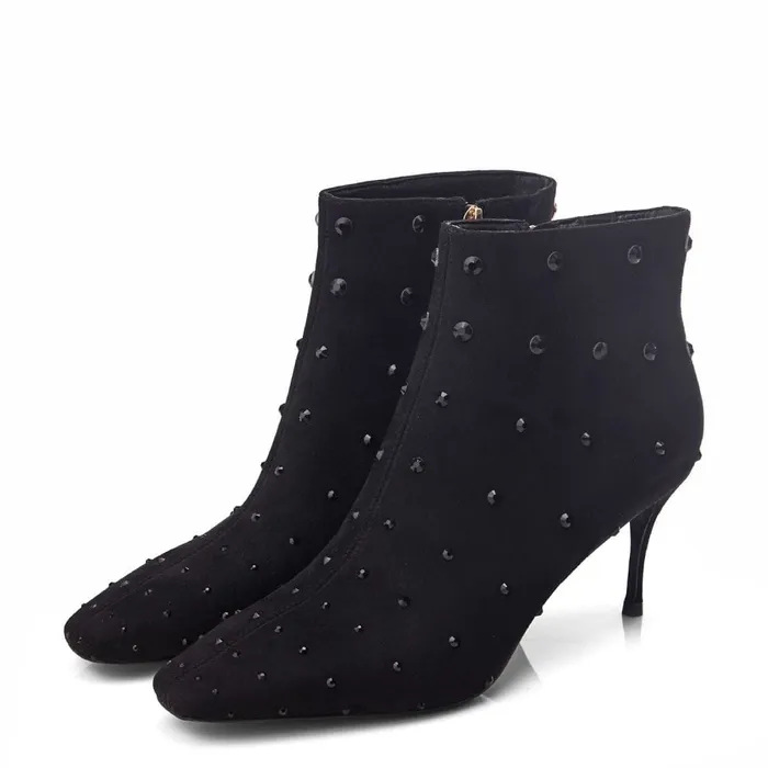 Heeled And Wedge Boots Women Moda In Pelle Wenoa Jet Black Alcantara