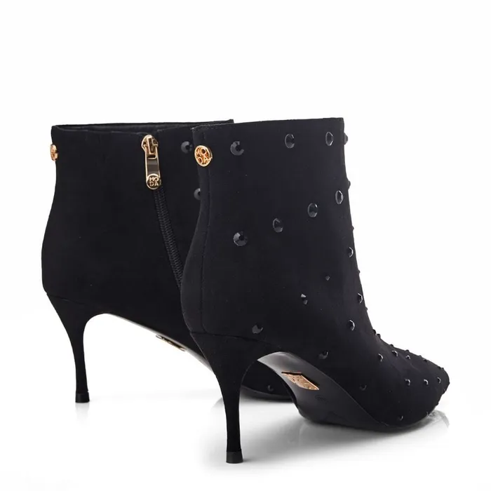 Heeled And Wedge Boots Women Moda In Pelle Wenoa Jet Black Alcantara