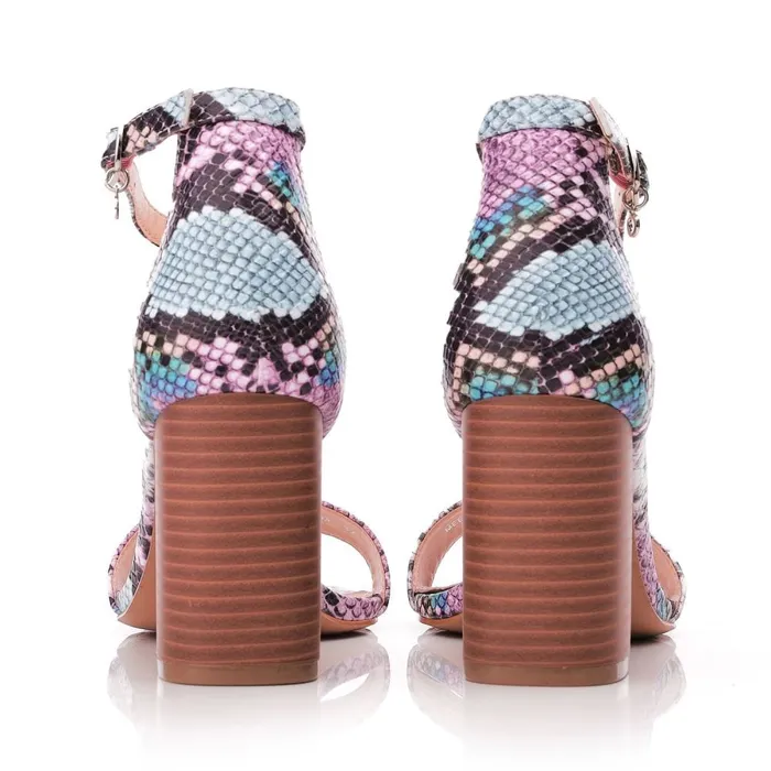Heeled Sandals Women Moda In Pelle Meesha Cameo Snake Print